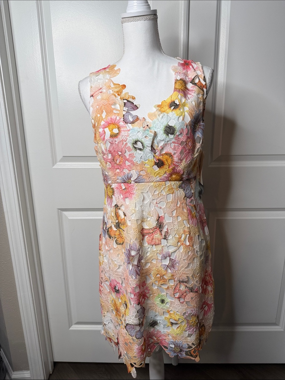 Boston Proper Pastel Floral Lace Midi Dress